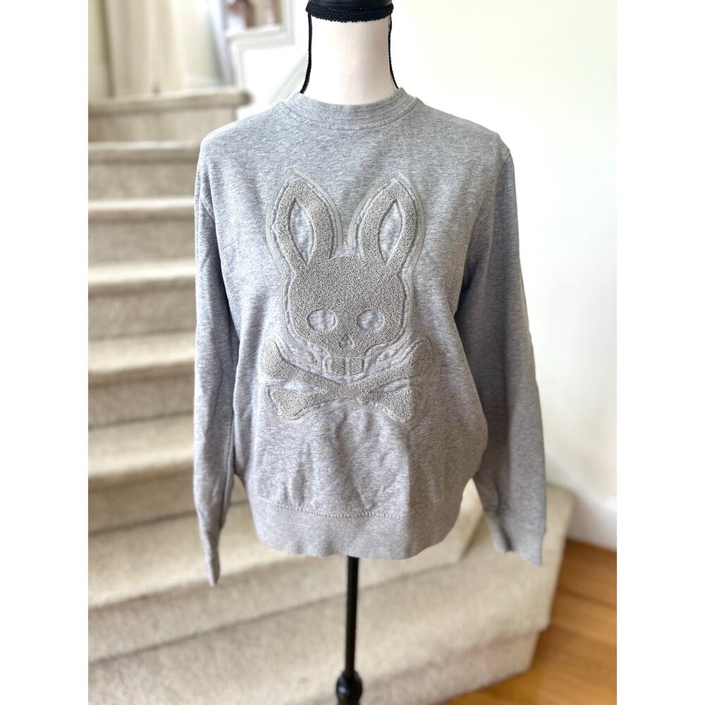 Psycho Bunny Gray Embossed Logo Crewneck Sweatshirt